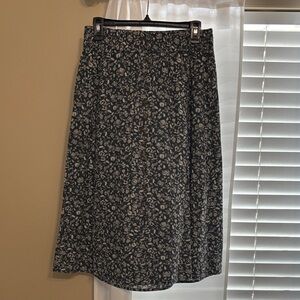 Sonoma Black and White Floral A-Line Skirt